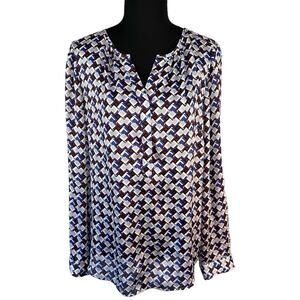 Talbots Blue and Black Career Wear Blouse Size M